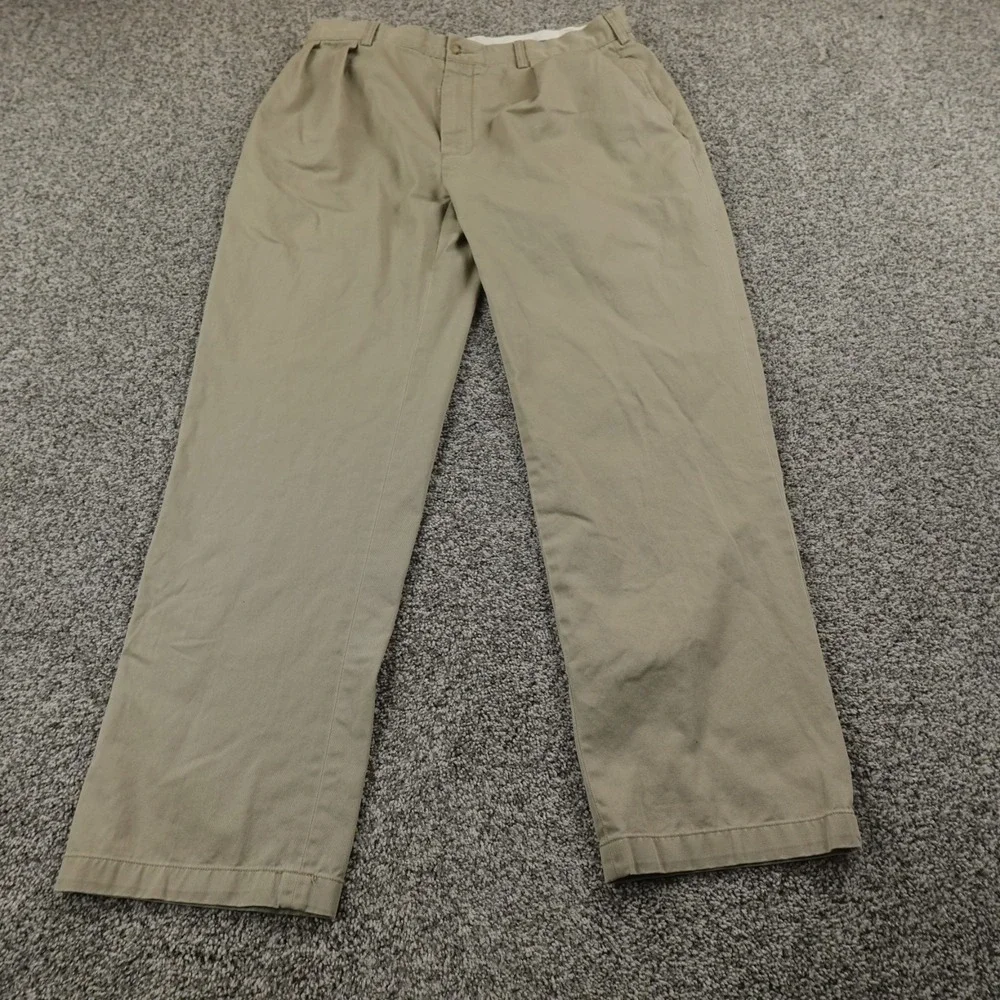 VTG Polo Ralph Lauren Pants Mens 36X32 Brown Beige Chino Trouser Pleated Preppy‎